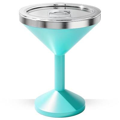 13oz Stainless Steel Martini Glass with Lid, Insulated Double Wall Margarita Tumbler, Unbreakable Metal and Non-slip Base Cocktail Glass for Outdoor, Poolside, Beach, Patio Parties