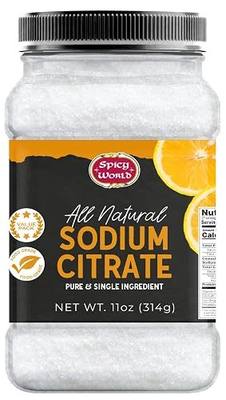 Sodium Citrate 11oz Jar - Food Grade, Non-GMO, Natural Flavor Enhancer, Emulsifier for Cheese, Spherification, and Molecular Gastronomy Cooking - by Spicy World