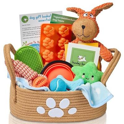 Premium Puppy Starter Kit - New Puppy Gift Basket with Essentials, Toy Box, Treat Tray, Training Supplies, Chew & Squeaky Toys for Puppies and Small Dogs - Complete Dog Must Haves for New Dog Owners