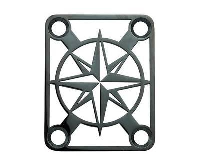 Guyker Guitar Neck Plate, 4-Holes Stainless Steel Compass Pattern Hollow Out Electric Guitar Bass Neck Joint Plate NeckPlate Replacement Part (GN007, Black)
