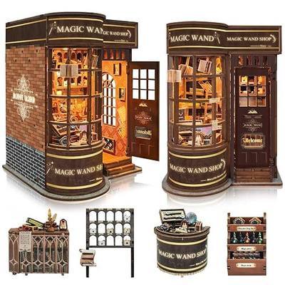 BELEEV Book Nook Kit for Adult and Teens,3D Wooden Puzzle(Magic Wand Store) | DIY Miniature Dollhouse Kit with LED Light, Booknook Bookshelf Decor Craft, Birthday Gifts for Women Teens and Puzzle Lovers