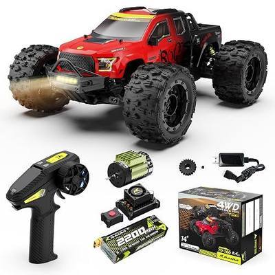 1/14 Brushless RC Cars, Monster Truck, RC Truck, 50+ MPH, 4WD, Waterproof, Red, Ages 8+