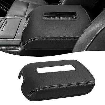 Center Console Armrest Cover for GMC Sierra & Chevrolet Silverado 2014-2018, Tahoe & Yukon & Suburban 2015-2020, Bucket Seat, Car Armrest Protector, Black Gray Stitching