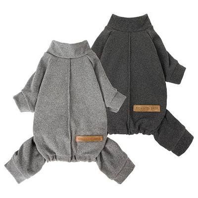 Fitwarm 2 Pack Lightweight Fleece Dog Pajamas, Warm Winter Clothes for Small Dogs Boy Girl, Cozy Pet Onesie with Feet, Dark Gray, Light Gray, Small