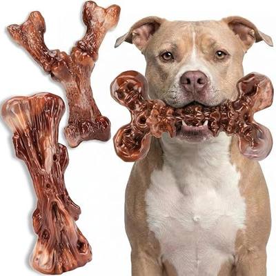 Kseroo 3-Pack Indestructible Dog Chew Toys for Aggressive Chewers, 25-90lbs | Bacon Flavored Rock-Hard Solid Nylon Dog Bones for Medium & Large Breeds, Keeps Them Busy, Dental Textured, Long Lasting - XL