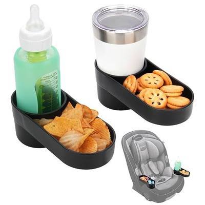 2PCS Car Seat Snack Tray with Cup Holder for Safety 1st EverFit & Grow and Go | Maxi-COSI Pria | Cosco All-in-One Car Seat, Car Seat Cup Holder Accessory, Dishwasher Safe, Black (Model C6577&C6474)