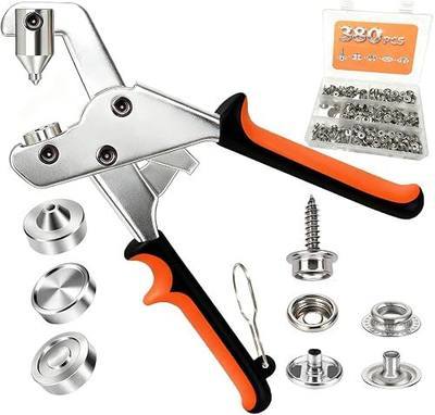 Heavy Duty Snap Fasteners Kit & Snap Fastener Tool with 100 Sets 15mm Boat Cover Snaps - Professional Canvas Snap Button Kit for Boat, RV, Tarp & Canvas Repair