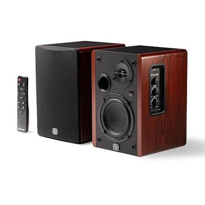 PreSonus Eris Accent BT 60W Powered Bookshelf Bluetooth Speakers – Studio Monitors for Turntable, Home, 4" Woofer, Silk Tweeter, USB-C, Optical, RCA, Coax, Remote, Sub Out, Wired Option, Wood Grain