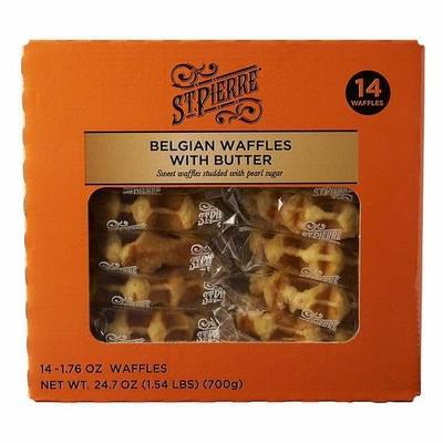 St Pierre Belgian Waffles with Butter, 1.76 oz, 14-count