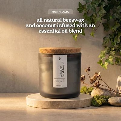 Aspen & Oak Luxury Beeswax Candle 16oz - Long Burning Pure Beeswax Candles, Non Toxic, Natural, Clean, Essential Oil Scented Organic Candles, Home Decor & Gifts - White Fir Sandalwood