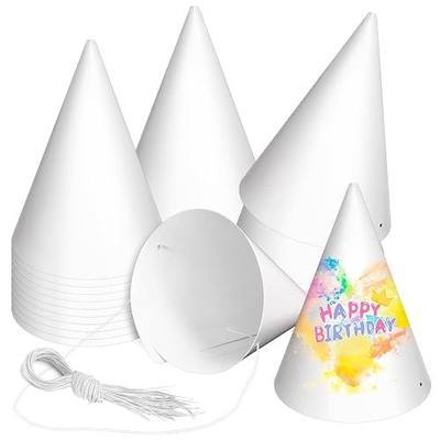 WEOXPR White Paper Party Hats for Birthday,Decorative Bulk Cone Hat for Adults Art DIY, Halloween Supplies(10/20/40/60)