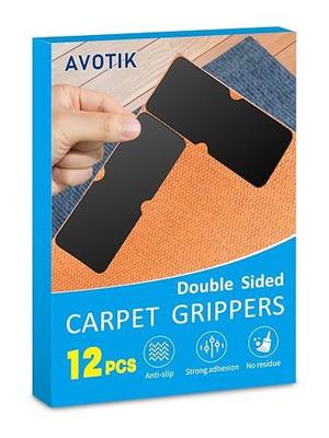 Rug Gripper for Hardwood Floors: 12 PCS No Damage Rug Tape - Anti Slip Rug Grips for Area Rugs – Secure Carpet Tape for Wood Floors, Safe & Strong Hold