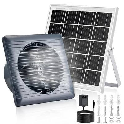 Solar Exhaust Fan with 25W Solar Panel, 6" Solar Powered Vent Fan for Chicken Coop, Greenhouse & Shed, 385 CFM Ventilation Fan with Anti-Backflow Valve, Quiet Brushless Outdoor Cooling