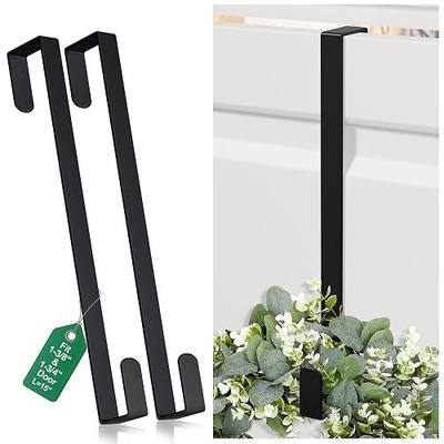 15" Reversible Wreath Hangers for Front Door, Fit Most Doors up to 1-3/4", Heavy Duty Steel Over The Door Hooks Hold up to 80 LBS for Spring & Easter Wreaths, Seasonal Door Decor (Black 2 Pack)