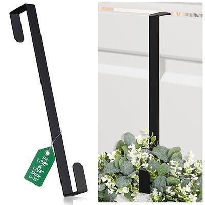 15" Reversible Wreath Hanger for Front Door, Fits Most Doors up to 1-3/4", Heavy Duty Steel Over The Door Hooks Hold up to 80 LBS for Spring & Easter Wreaths, Seasonal Door Decor (Black 1 Pack)