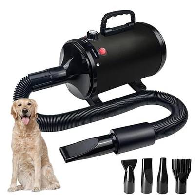 Dog Dryer for Pet Grooming, High-Velocity Force Blow Dryer | Speed Temperature Adjustable Dog Blower Grooming Dryer with 4 Nozzles
