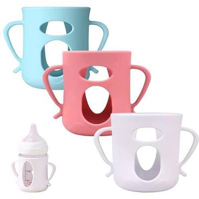 3Pack Silicone Sleeves Compatible with Pigeon Bottles for 5.4oz, Anti Breakage Glass Bottle Holder with Handles, Silicone Bottle Holder for Easy Grip, Quick Install, Easy to Clean