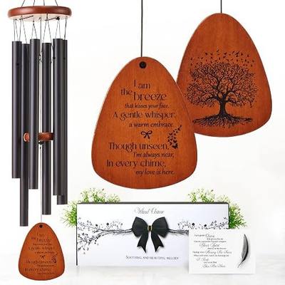 32 Inch Memorial Wind Chimes for Loss of Loved One, in Memory Sympathy Gift | Memorial gift for loss of mom, dad or husband — a lasting sympathy & bereavement keepsake that outlasts flowers, poem card