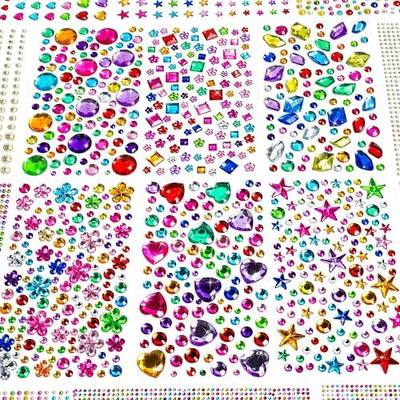JIUZHU 7500+PCS Jewel Stickers for Crafts, Self Adhesive Gem Stickers Kit, Acrylic Rhinestone Stickers Assorted Shapes for Scrapbooking, Card Making, DIY Projects, Party Decorations