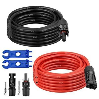 XRDS -RF Solar Extension Cable 10AWG, 10FT Red & Black Solar Panel Wire with Solar Connectors, PV Wire with Disconnect Wrenches & Extra Male/Female Connectors for RV, Camper, Inverter, Off-Grid System