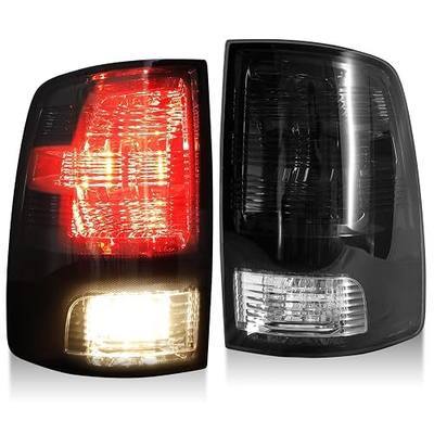 MAYELLO Pair Smoked Tail Lights w/Bulbs for 2009-2018 Dodge Ram 1500/2500/3500,2019-2024 Ram 1500 Classic,Brake Rear Lamps- Fits Factory Halogen Trims Only