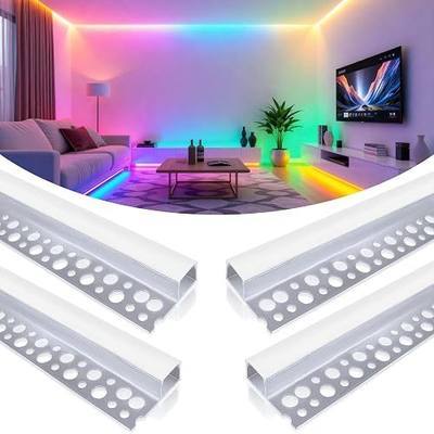 4 Pack 3.3ft/1M Plaster-in Drywall LED Channel, Trimless Recessed LED Diffuser Channel with Milky Cover, Single Edge Mud-In Strip Diffuser for Ceiling, Wall & Strips Light (Light NOT Included)