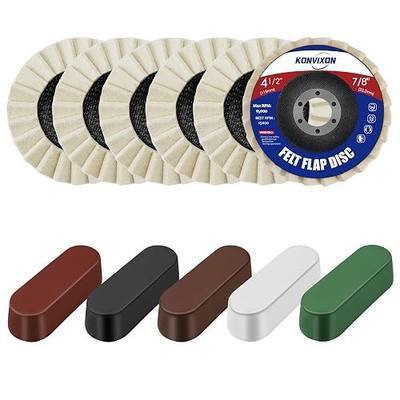 11PCS 4-1/2" Wool Felt Polishing Discs & Polishing Compounds Set | 7/8" Thicken Arbor Polishing Wheel for Angle Grinder, Fiberglass Backing, High Density Wool Felt Flap Disc for Mirror Finish
