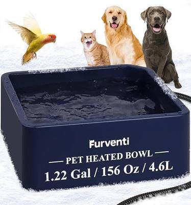 Heated Water Bowl for Dog Cat,1.22 Gallon,Outdoor Waterproof Heated Pet Water Dish with 79" Chew Resistant Cord for Rabbit, Chicken, Duck, Squirrel (Dark Blue)
