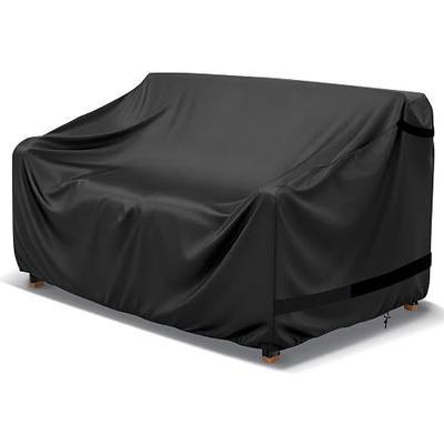 LBTING Patio Loveseat Cover, Outdoor Sofa 2-Seater Couch Covers 53W x 32D x 30H Inches, 420D Waterproof Windproof Dust-proof UV-Resistant Furniture Bench Cover - Black