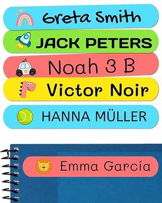 50 Personalized Adhesive Labels, 6x1 cm, for Marking Objects, Books, Lunch Boxes, etc.