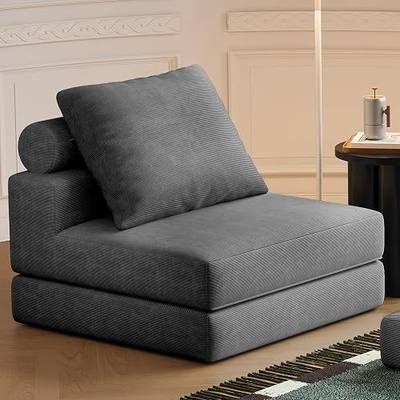 Folding Sofa Bed, 3-in-1 Convertible Sleeper Chair Bed with Pillows, Foldable Floor Couch with High-Density Foam, Futon Small Boneless Couch for Living Room Bedroom Lounge, Single, Gray