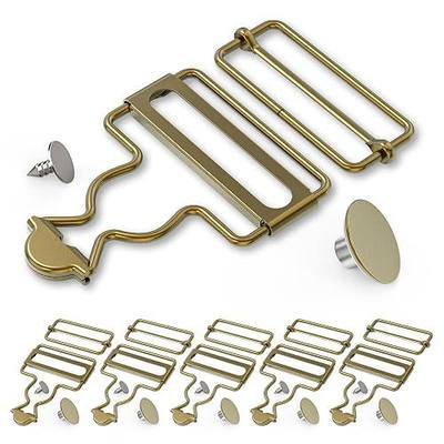 Ceydoew 6 Sets Durable Metal Overall Buckles Replacement, 1-1/2" Overall Clasp Replacement with Adjustable Slide Buckles and Buttons for Jeans Suspender, Bib Pants, DIY Sewing Accessories (Bronze)