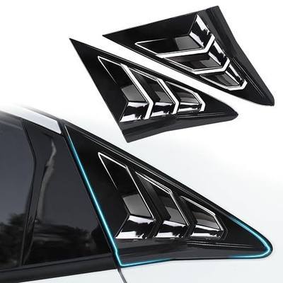 Rear Side Window Louvers for 10th Gen Civic Hatchback Compatible with Honda Civic 2016-2021 Exterior Accessories Air Vent Window Scoop Shades Blinds Cover (Bright Black)