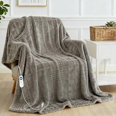 Heated Blanket Electric Throw, 50"X60" Heating Blanket Waffle with 12 Heat Levels, Fast Heating Blanket with 1-12H Timer, Overheat Protection with ETL & FCC for Bed Home Office Sofa (Light Gray)