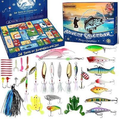Fishing Advent Calendar 2026 for Adult Teen Boy Men - 24 Days Christmas Countdown Fishing Lure Tackle Kit for Bass Trout - Christmas Gift for Dad Husband Boyfriend Him Surprise