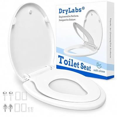 Elongated Toilet Seat with Built-In Toddler Seat 18.5" - Soft Close for Child & Adult, Potty Training Seat, Durable PP Toilet Seat, Easy Installation & Removal, Fits Most Toilet Bowls
