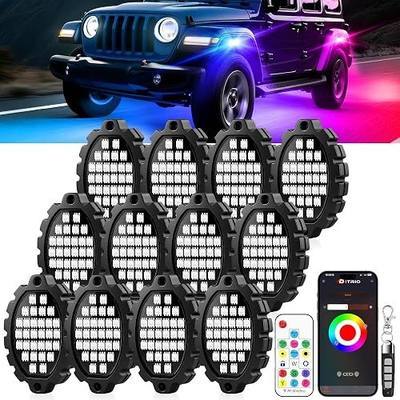 12 Pods Metal RGB Rock Lights for Trucks, App/Remote Control Multi Color | ALuminum Led Rock Lights for UTV SUV ATV Golf Cart with Music Mode, Waterproof Underglow Kits for Cars(Patented)