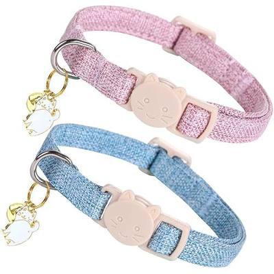 Lionheart glory 2 Pack Cat Collar Breakaway with Bell & Pendant Linnet Baby Pink Blue Kitten Collar Soft Adjustable Safety Cat Collars for Boy Cats Pet Gift Cute Collars Cat Summer Speing