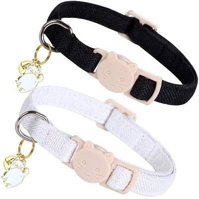 Lionheart glory 2 Pack Cat Collar Breakaway with Bell & Pendant Linnet White Black Kitten Collar Soft Adjustable Safety Cat Collars for Boy Cats Pet Gift Cute Collars Cat Party