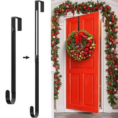 Metal Wreath Hanger for Front Door, Adjustable Wreath Hanger from 12-20" | Single Hook, Heavy Duty, Holds up to 20 lbs, Over-the-Door Hook for Hanging Easter, Halloween, Fall, Christmas Decorations
