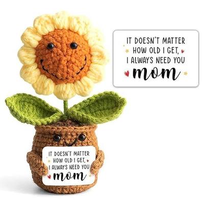 Mom Birthday Gifts From Daughter, Son - Mini Positive Sunflower Crochet | Birthday Gifts for Mom, Mama - I Love You Mom Handmade Sunflower Crochet - Mother Gift Ideas