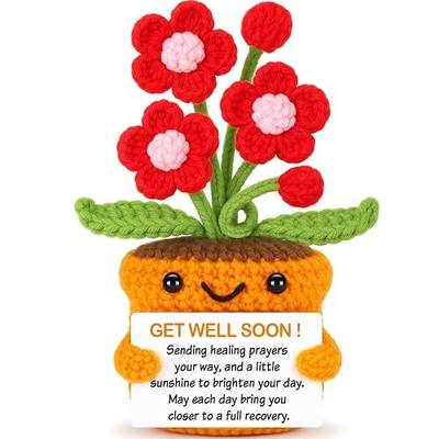 Get Well Gifts for Women After Surgery Recovery Cancer Care Feel Better | Get Well Soon Hospital Bag Essentials Crochet Flowers Patients Comfort Thinking of You Gift for Women Men Cheer Encouragement