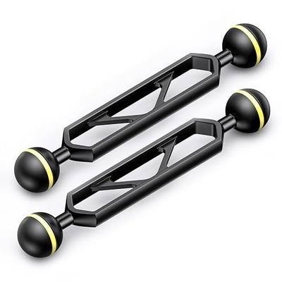 Sea frogs 2PCS 6 Inch Dual Ball Arm for Underwater Lighting | Aluminum Alloy Double Ball Joint Mount for Camera Tray, Video Light & Strobe Positioning