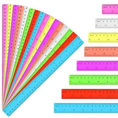 16 Pack Clear Plastic Rulers 12 inch, Ruler Bulk for Classroom and Office | 8 Assorted Transparent Colors, Dual Inch and Centimeter Scales for School, Home, Math, Drawing, and Craft Projects