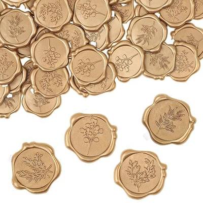 WSICSE Wax Seal Stickers, 60 Pcs, Light Gold, 4 Leaf Styles | Self-Adhesive, Composite Wax, Shiny Finish, 4 Styles, For Wedding Invitations, Cards, Envelopes, Gift Wrap