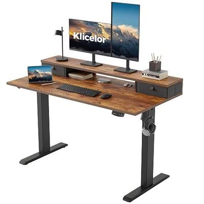 Klicelor 48 x23 Inch Electric Standing Desk with Drawers, Adjustable Height Small Sit Stand Desk for Home Office, Compact Computer Workstation with Storage– Rustic Brown