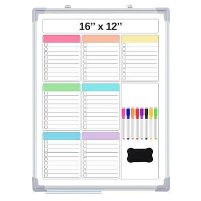 Lincia Magnetic to Do List Whiteboard for Wall, Weekly Dry Erase Board, Hanging Double-Side White Board Calendar for Planning Drawing Memo Home Office Kitchen(16" X 12",Pleochroic)