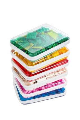 CoiiJoii Zippered Pouch Hard, Clear Zippered Hard Pouch, Stackable Storage Bins, Portable Clear Bin Zipper (White, Large-6pcs)