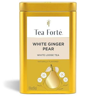 Tea Forte White Ginger Pear Loose Leaf Tea Canister | Makes 35-50 Cups - White Ginger Pear White Tea - Premium Loose Leaf - Decorative Canister