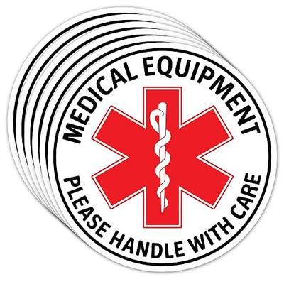 | 6 Pcs Medical Equipment Sticker – Size 2.75" – Strong Adhesive, Durable, Weatherproof Medical Sticker. Perfect Medical Alert Stickers
